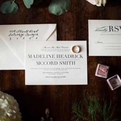 wedding invitation styled with florals